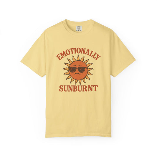 Emotionally Sunburnt Unisex T-Shirt, Funny Summer Tee, Casual Wear, Gift for Beach Lovers, Vacation Shirt, Summer Vibes