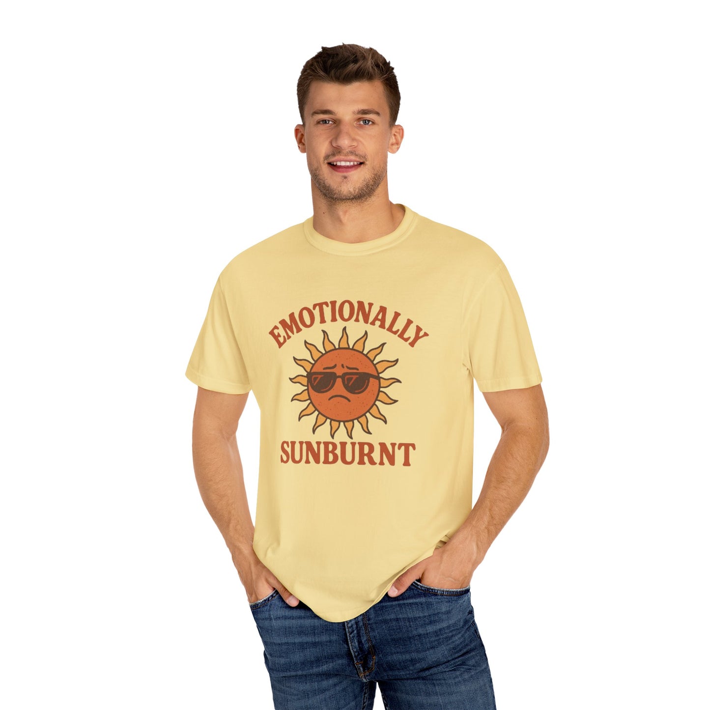 Emotionally Sunburnt Unisex T-Shirt, Funny Summer Tee, Casual Wear, Gift for Beach Lovers, Vacation Shirt, Summer Vibes